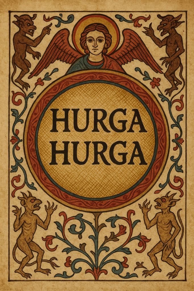 symbolische Darstellung des Hurga Hurga im Stile einer mittelalterlichen Kloster-Illumination