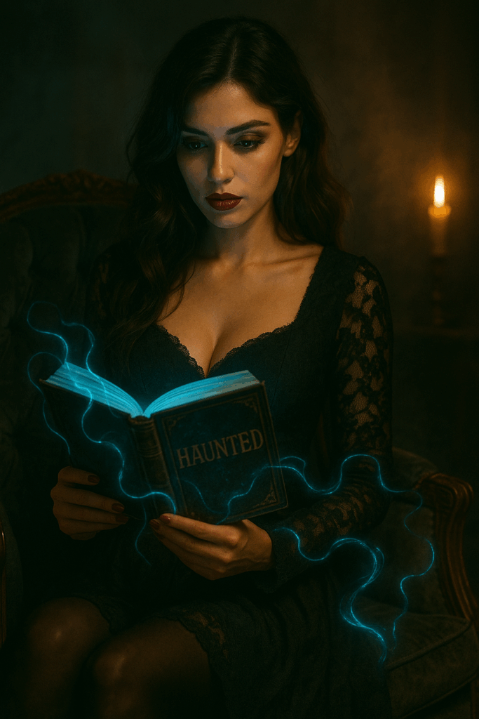 Lisa liest eine klassische Horrorgeschichte, aber die Buchseiten verwandeln sich in Datenströme.